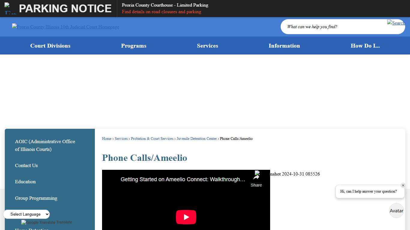 Phone Calls/Ameelio Peoria County Tenth JCC, IL