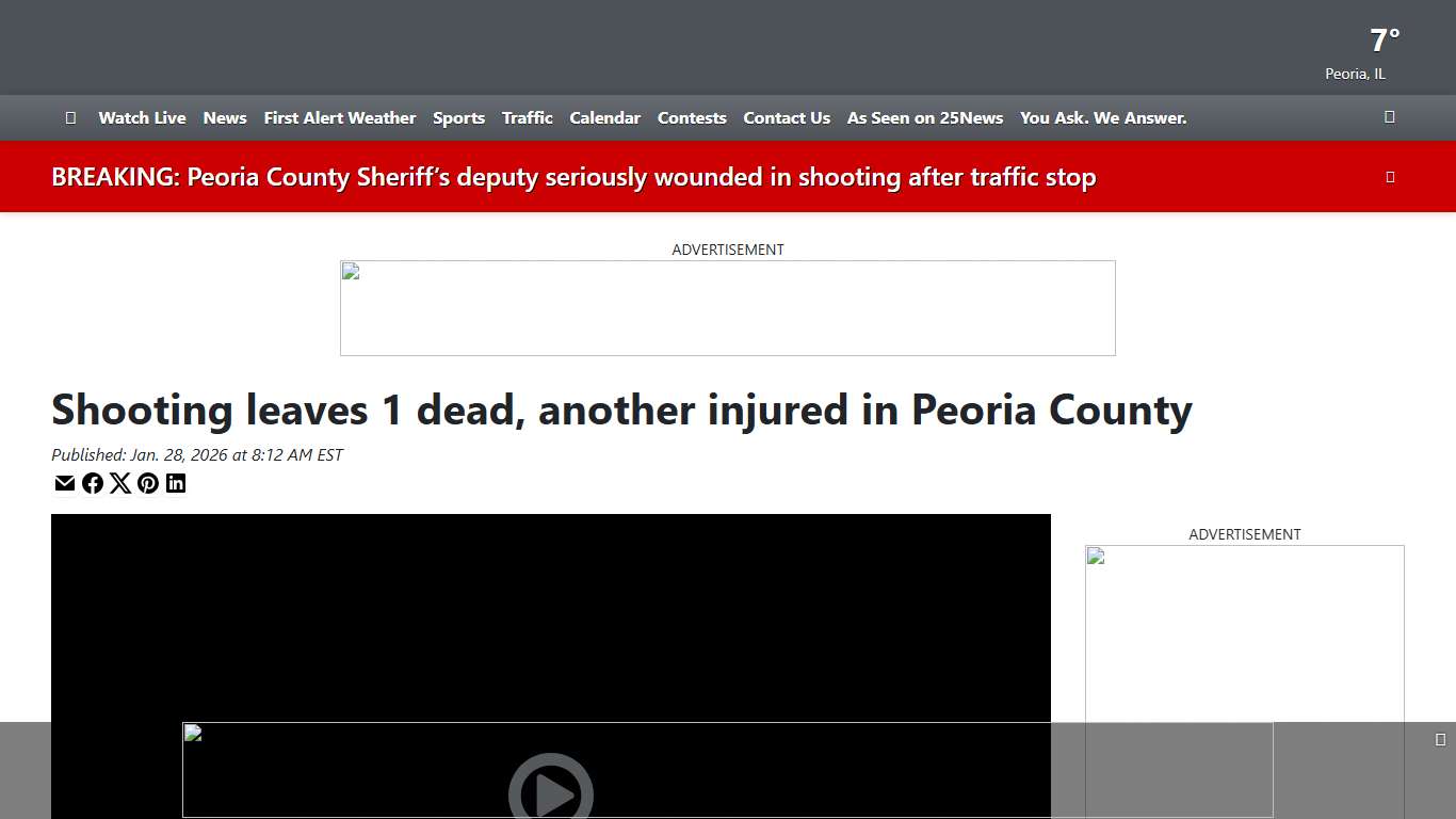 Shooting leaves 1 dead, another injured in Peoria County